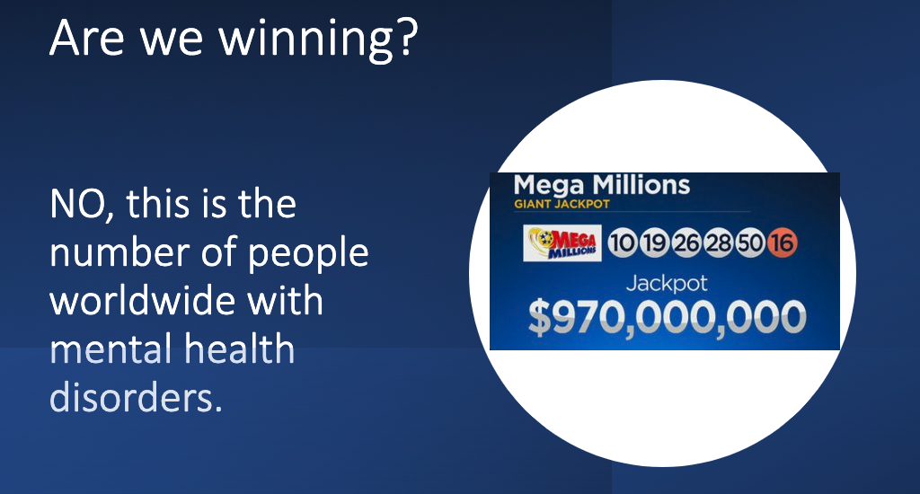 This was a real lottery winning. It is also the number of individual living globally with a mental health disorder.