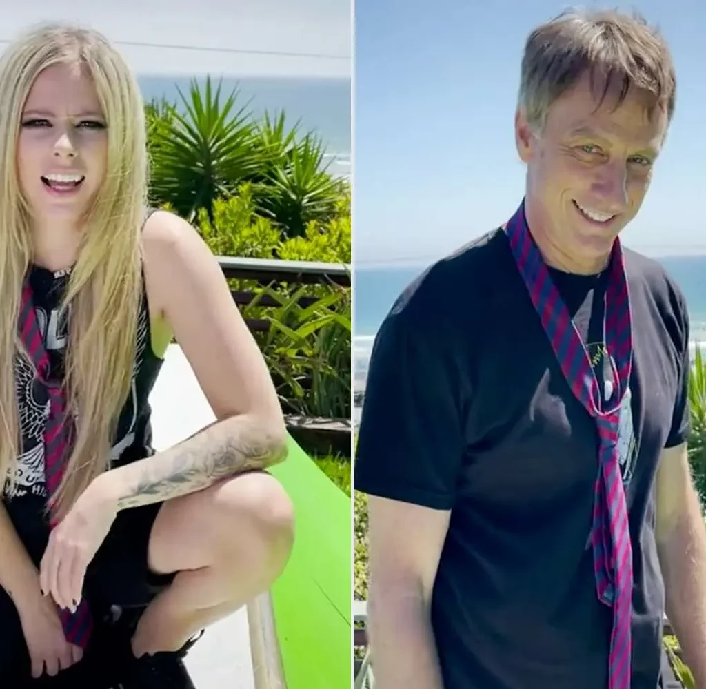 Avril Lavigne and Tony Hawk skateboarding for improved mental health